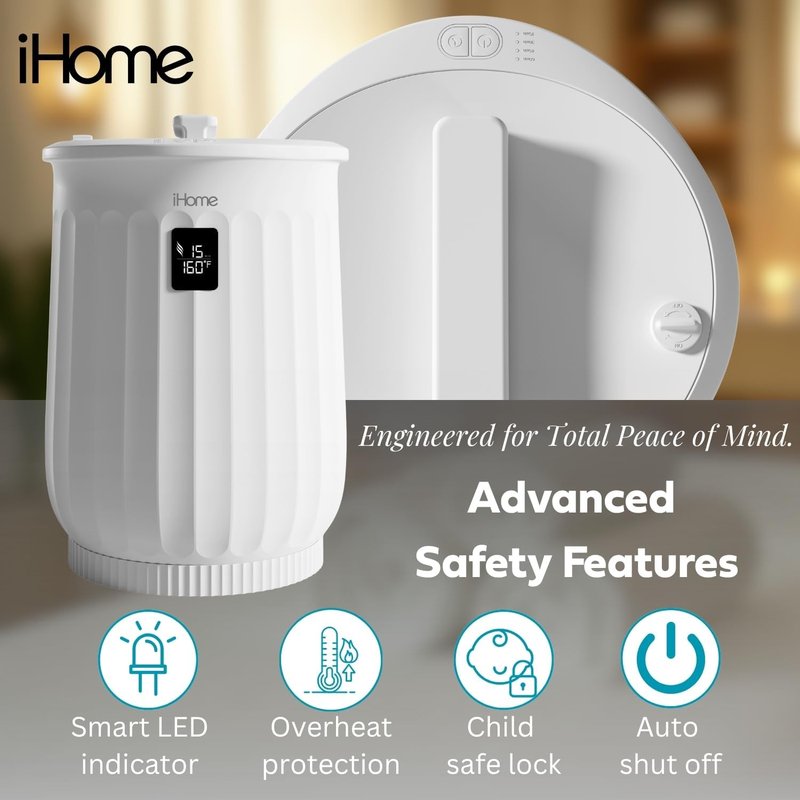 iHome Luxury 20L Towel Warmer - Large Hot Towel Heater with Fragrance Pad Holder | Ideal for Spa & Blankets