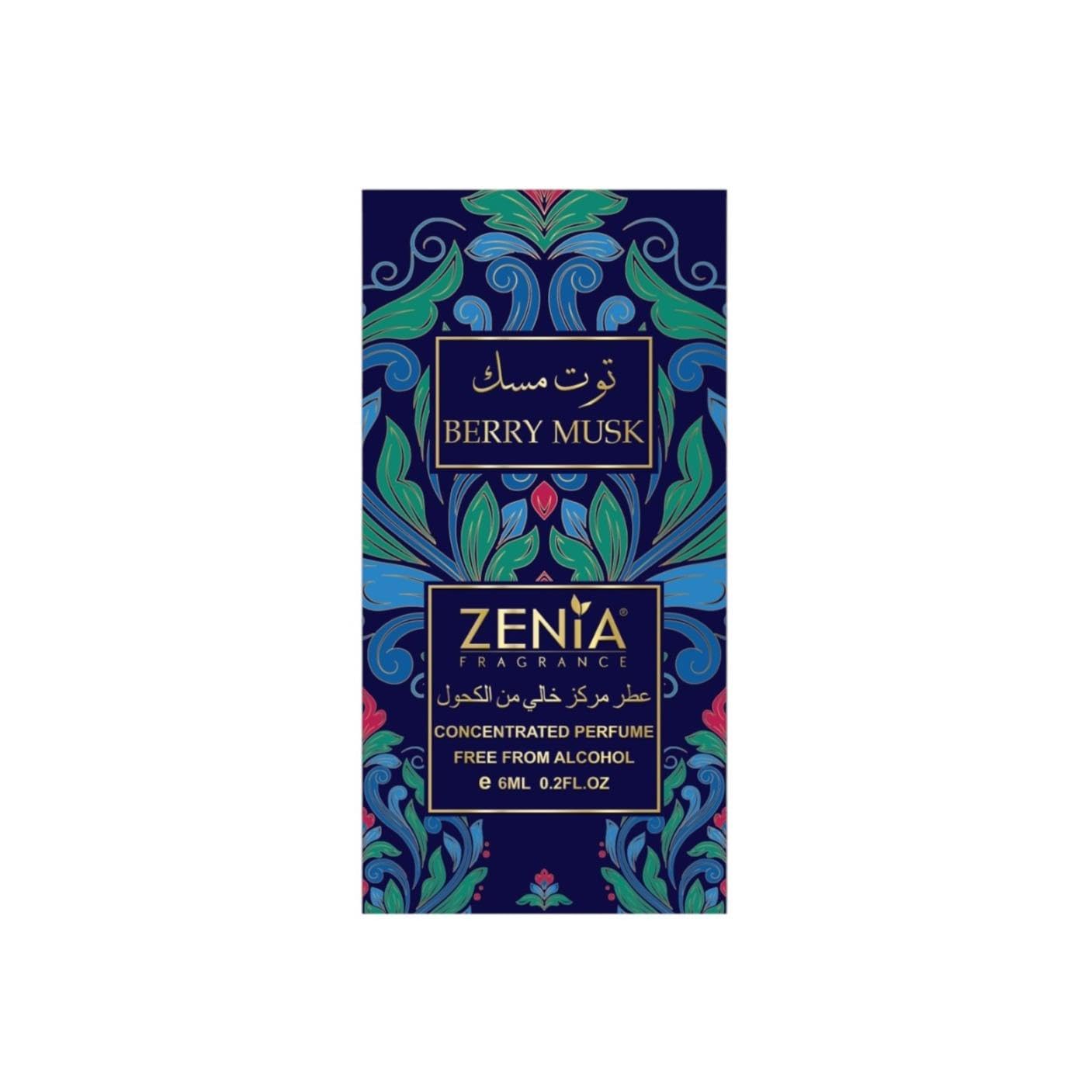 Zenia Berry Musk Perfume Oil Roll-On – 6ml / 0.2oz | Long Lasting Alcohol-Free Fruity Floral Fragrance Oil with Blueberry, Rose, Vanilla & Patchouli