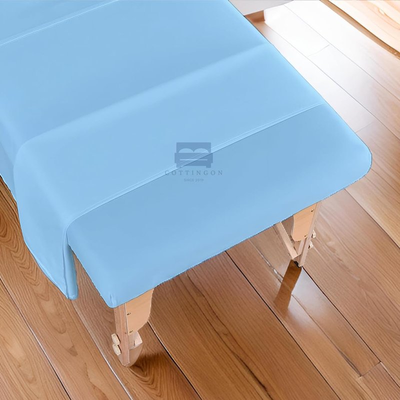 Cottingon 3 Piece Massage Table Sheet Set, 100% Brushed Premium Microfiber Ultra Light, Wrinkle free, Facial Bed Cover Fits 36" x 77" upto 7"Deep Massage Beds, Light Blue