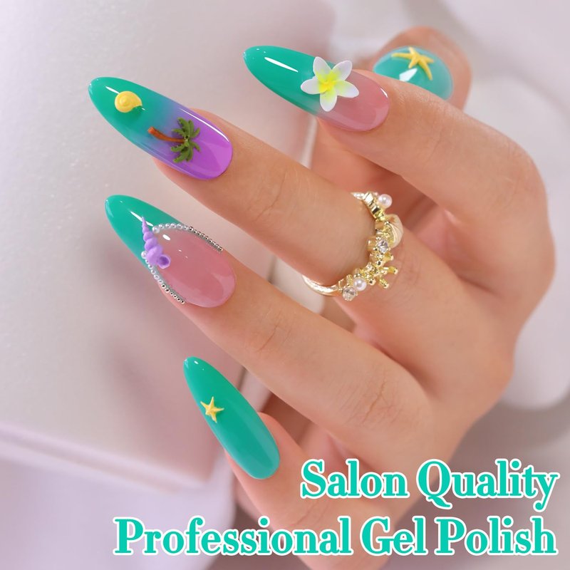 Double Rhythm 15ML Gel Nail Polish Pure Sheer Same Color Same Bottle Soak Off Gel Polish Art Manicure Salon DIY at Home for Women (Deep Mint-A1788)