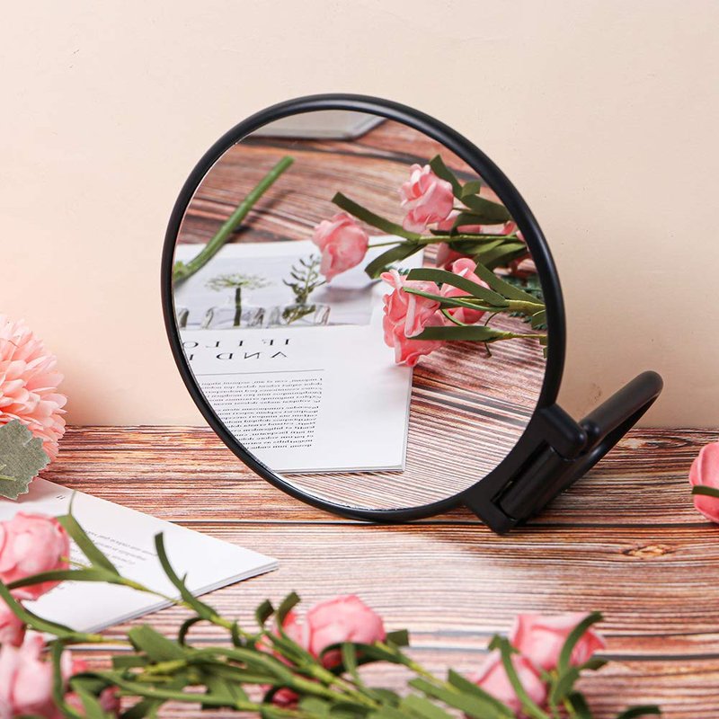 Aestivate Makeup Hand Mirror, Travel Handheld Mirror Double-Sided 360 Adjustable Cosmetic Hand Mirror Round Black