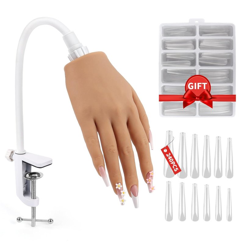 Acrylic Nail Practice Hand - Flexible Silicone Mannequin with Realistic Fingers | Ideal for Beginners