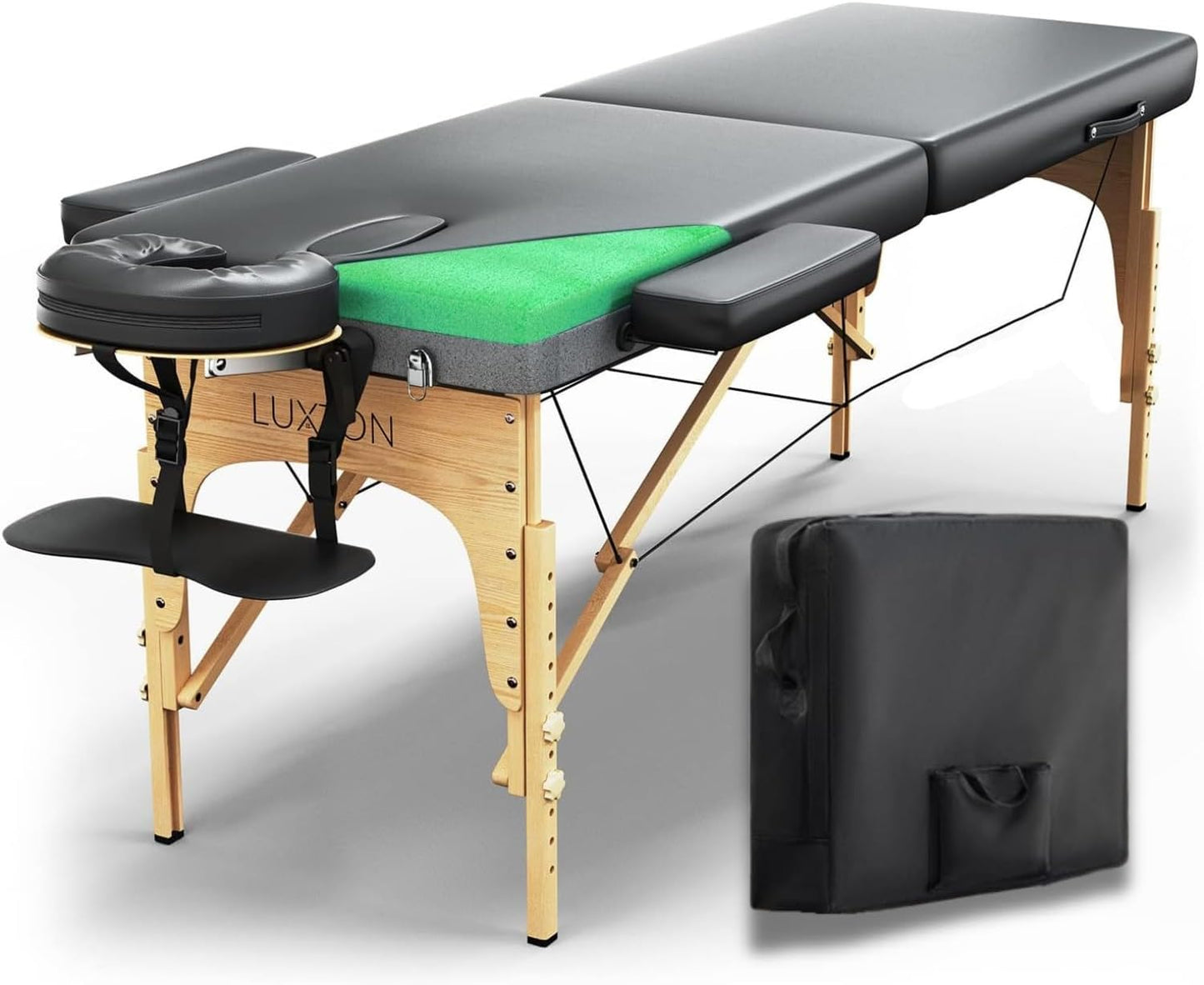 Skiennix Premium Foam Massage Table - Portable & Foldable, Height Adjustable, 72" Long, 27" Wide with Accessories & Carrying Case