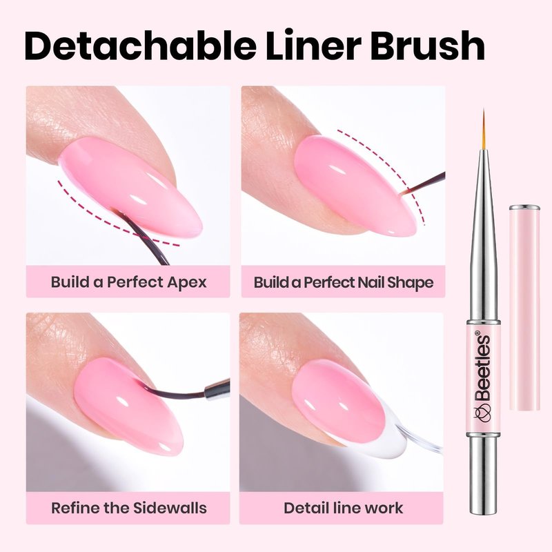 Beetles Builder Gel for Nails,0.5oz Rose Pink Building Gel HEMA & TPO Free,7 in 1 for Strengthening Nails Building Apex & Extension with Nail Art Brush, Beginner Friendly,DIY UV Nail Salon at Home