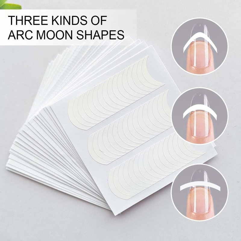 French Manicure Strips,French Tip Nail Stickers for Nails Art Designs,Self Adhesive French Tip Stickers Guide for Women Manicure(3 Moon Shape Design,24 Sheets,912 Pieces)