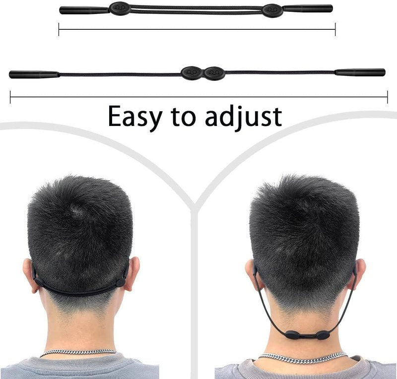 Festty Eyeglasses Strap - Adjustable Sports Lanyard for Kids & Adults | 3-Pack, Black