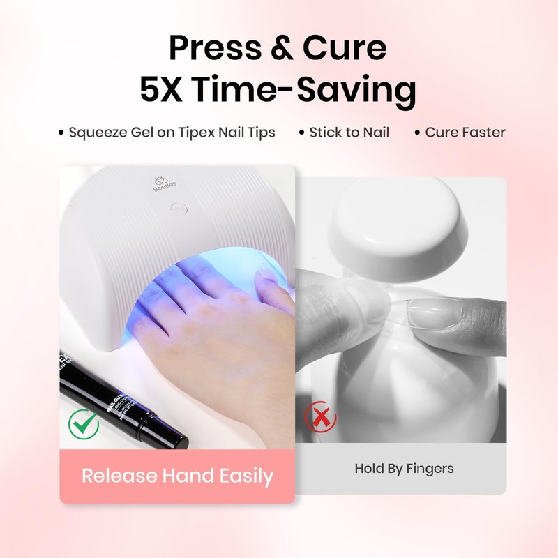 Beetles Tipex Nail Glue Gel 2 Pcs 20g, Super Strong Hands-Free Solid Nail Glue for Tipex Instant Apex Nail Tips, Professional Beginner-Friendly, U V Light Required