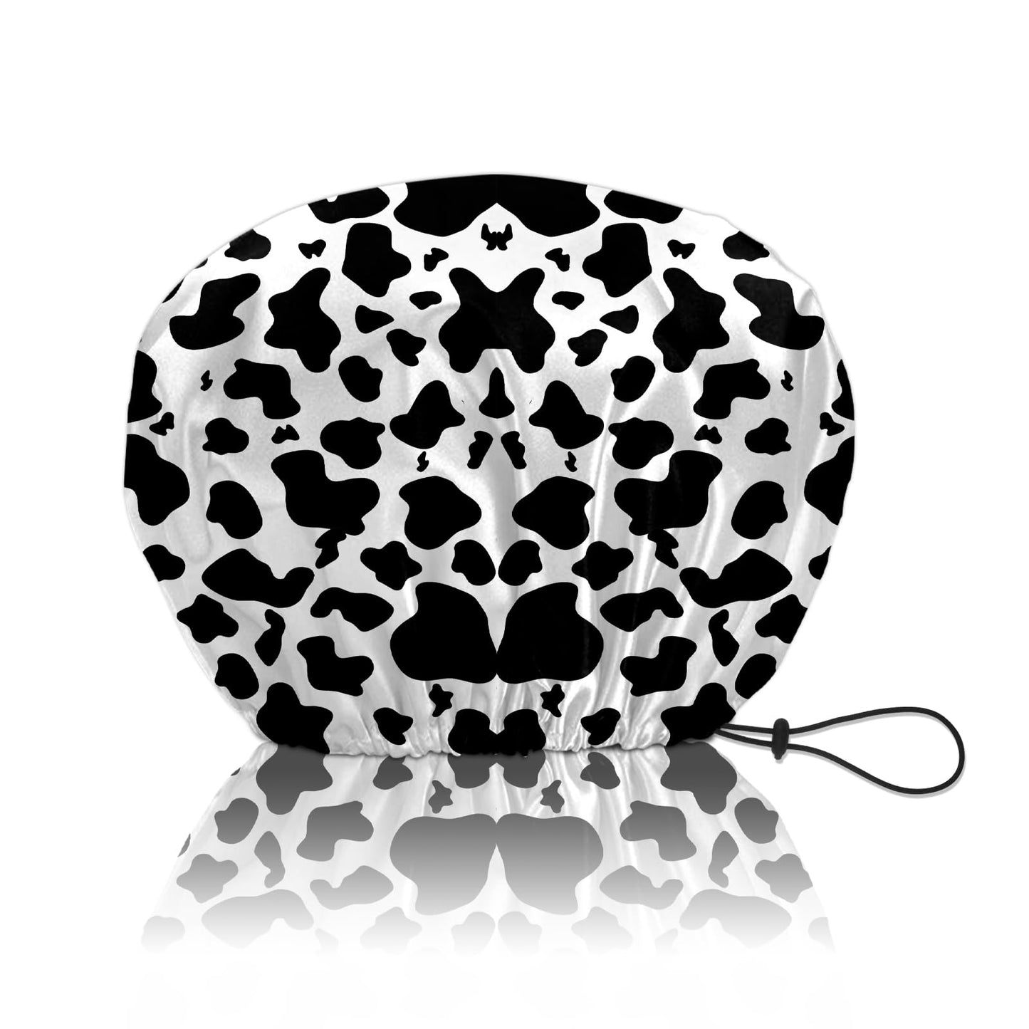 BHAHB Shower Cap Reusable Double Layer Adjustable Elastic Waterproof EVA Hair Bath Caps for Women Girls Cute Aesthetic-Cow Leopard