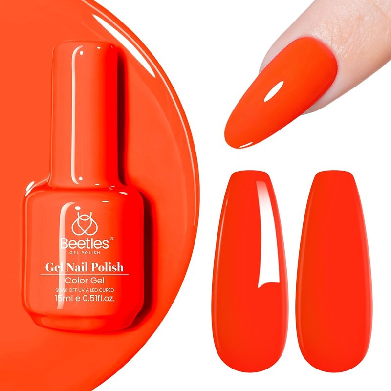 Neon Orange Gel Nail Polish - Vibrant Soak Off UV High Gloss for Stunning DIY Nail Art | 15ml