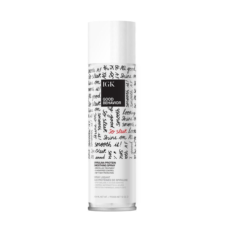 IGK Good Behavior Smoothing Spray 12 oz | 4 Day Anti-Frizz Heat Protectant with 450°F Protection | Keratin-Like Finish for Sleek, Shiny Hair | Lightweight, Vegan & Color Safe