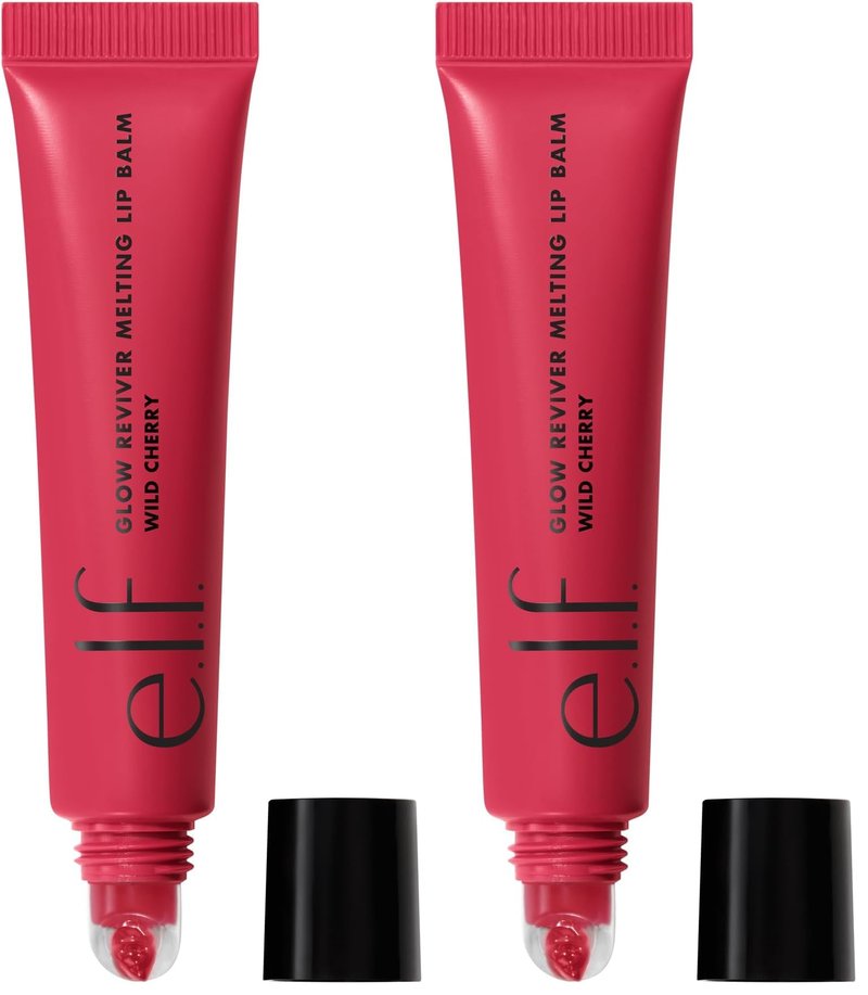 e.l.f. Glow Reviver Melting Lip Balm, Hydrating Tinted Lip Balm For A Glossy Finish & Soft, Supple Lips, Vegan & Cruelty-Free, Wild Cherry, (Pack of 2)