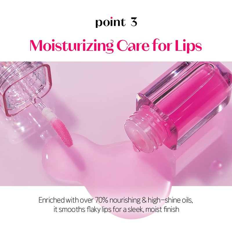 ETUDE Dear Darling Oil Tint #6 Pink Oil (0.14 fl.oz) | High Moisturizing and Strong Hydrating Lip Oil/Lip Gloss | Smooth and Moist Lips | Non-Sticky Lip Oil Tint For Dry Lips | K-beauty
