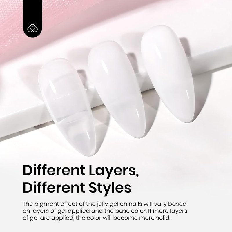 Beetles Milky White Jelly Gel Nail Polish Set - 15ml Translucent Soak Off UV/LED Gel for Nail Art