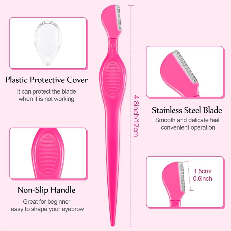 Mudder Eyebrow Razor Set - 21 Pcs Precision Facial Trimmers for Women | Makeup Care Tools (Rose Red)