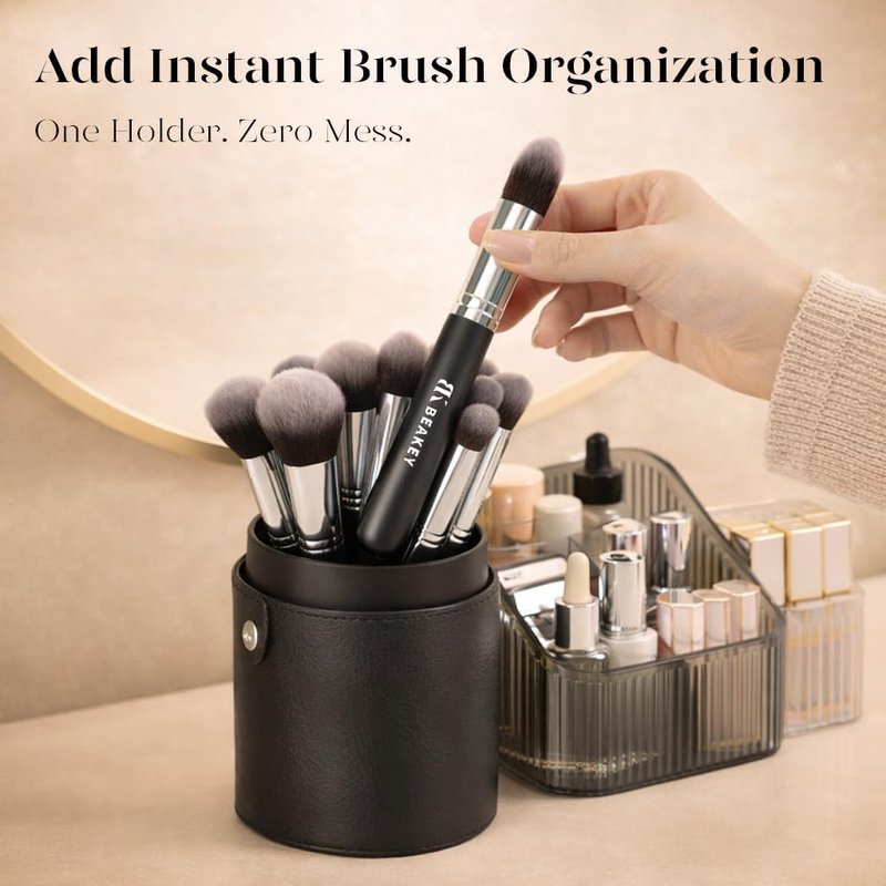 BEAKEY 13PCS Makeup Brush Set - Soft Synthetic Bristles for Smooth Application | Travel Kit with Case & Sponges