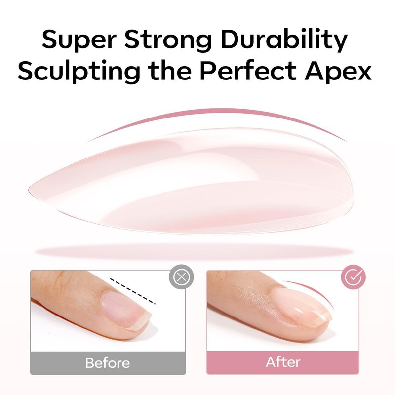 Builder Rubber Gel Base Coat for Nails - Nude Glitter Nail Polish for Strength & Apex Protection | Long-Lasting UV Manicure