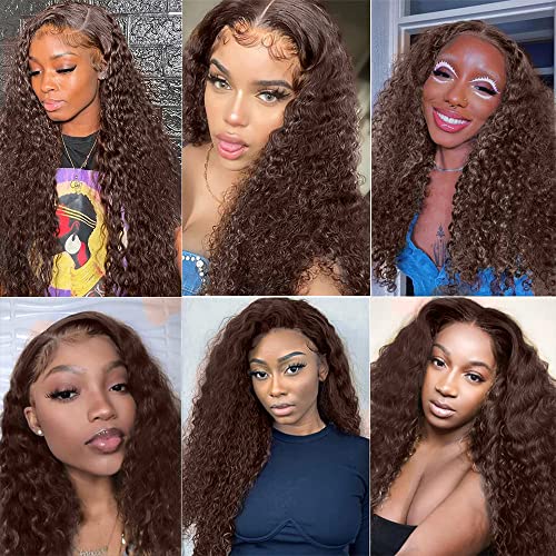26 28 30 inch Brown Human Hair Bundles #4 Kinky Curly Bundles Dark Brown Curly Wave Bundle #4 Wet and Wavy Bundle