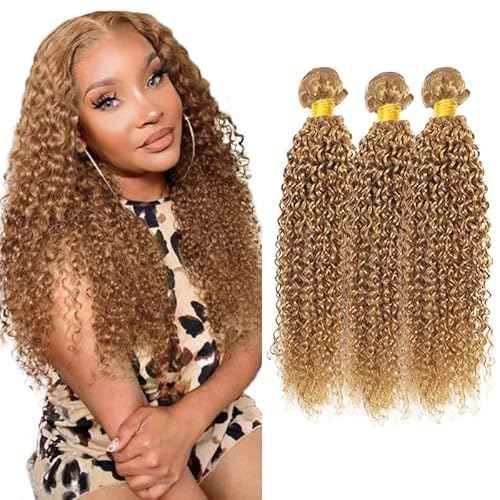 18 20 22 Inch Honey Blonde Human Hair Bundles 27 Kinky Curly Bundles Brazilian Grade 8A Virgin Hair Extensions Blonde Curly Bundle