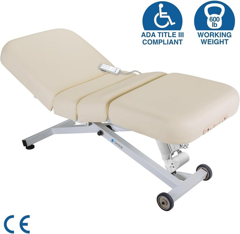EarthLite Ellora Electric Lift Massage Table - Manual Tilt, Made in USA, 32" x 73", Vanilla Crème
