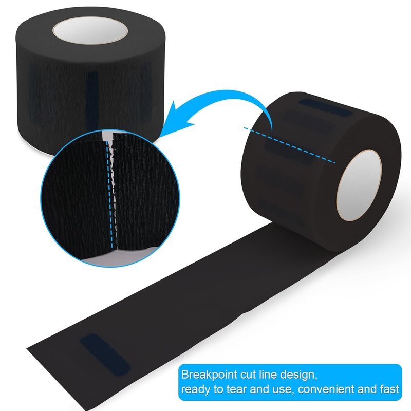 NICEMOVIC Disposable Barber Neck Strips - 5 Rolls of Stretchy Paper for Professional Salon Haircuts | Black