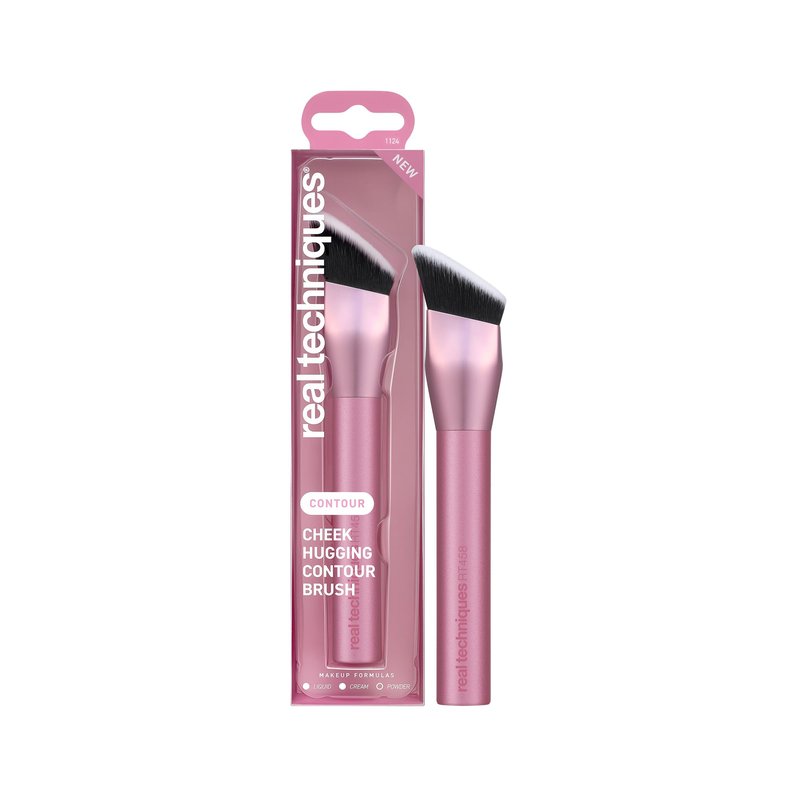 Real Techniques Cheek Hugging Contour Brush, Angled Makeup Brush for Cream Contour Liquid Bronzer & Sculpting, Precision Face Shaping, UltraPlush Bristles, Cruelty-Free, 1 Count