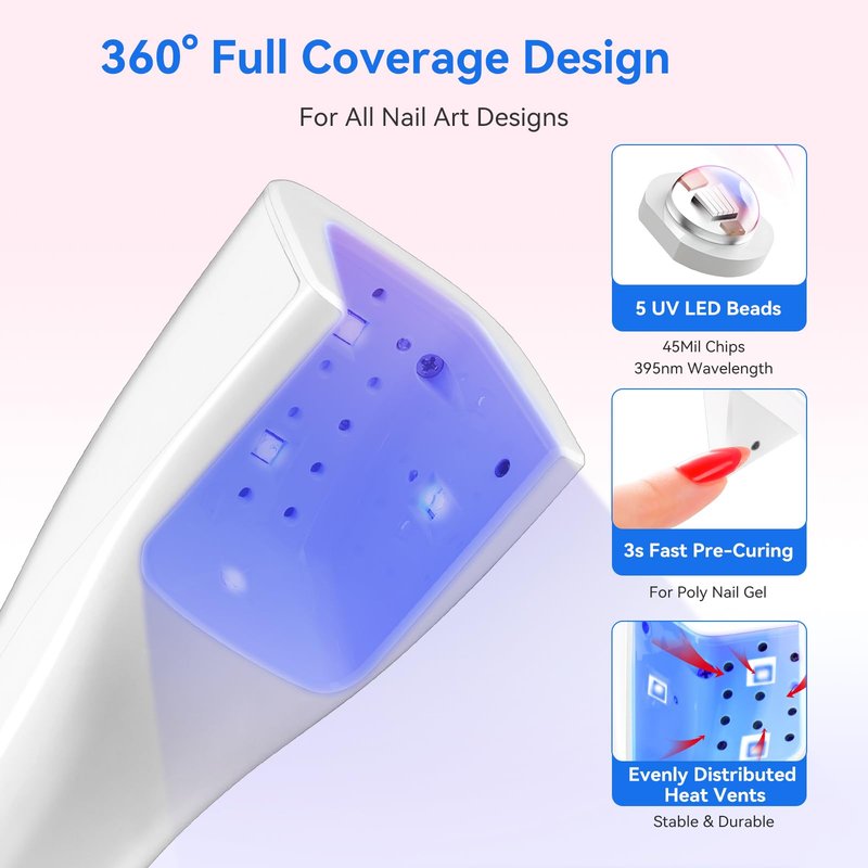 Makartt Flash Cure Nail Lamp, 222 mW/cm² Portable Cordless UV LED Nail Lamp for Rhinestone Glue, Poly Nail Gel & Nail Charms, Rechargeable Mini Nail Dryer with LCD Display, 2 Timers & Smart Sensor