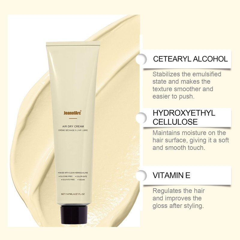 Air Dry Cream for Hair, Frizz Control Styling Cream, Enhances Natural Texture, Smoothens and Defines Hair, Lightweight Moisturizing Formula for Soft Hold and Effortless Air-Dried Look, 4.97 fl oz