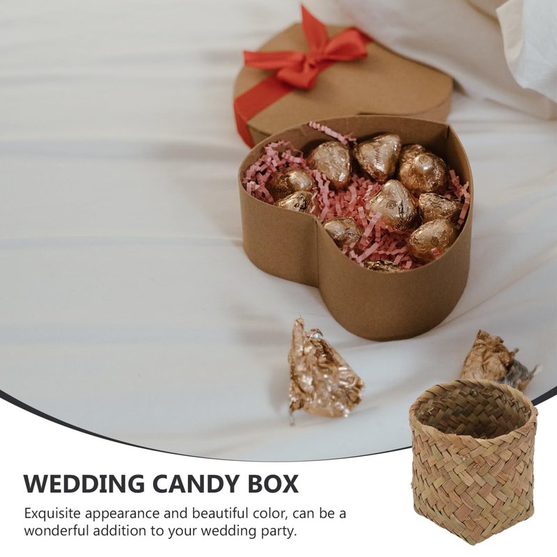 20-Pack Mini Straw Woven Basket Party Favor Boxes, Rustic Small Candy Container for Wedding, Boho Table Decor, Treat and Lipstick Packaging