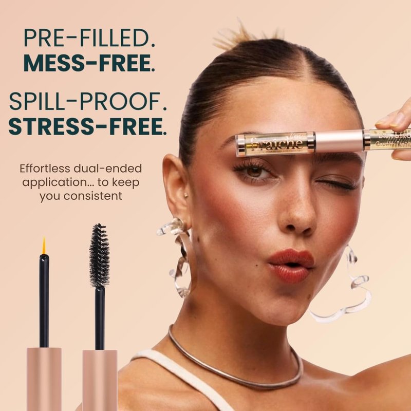Live Fraiche Organic Castor Oil Lash Serum for Hair Growth, Eyebrow Eyelash Growth Serum, 100% Pure Cold Pressed Hexane Free (2oz Glass Bottle + FILLED Mascara Tube)