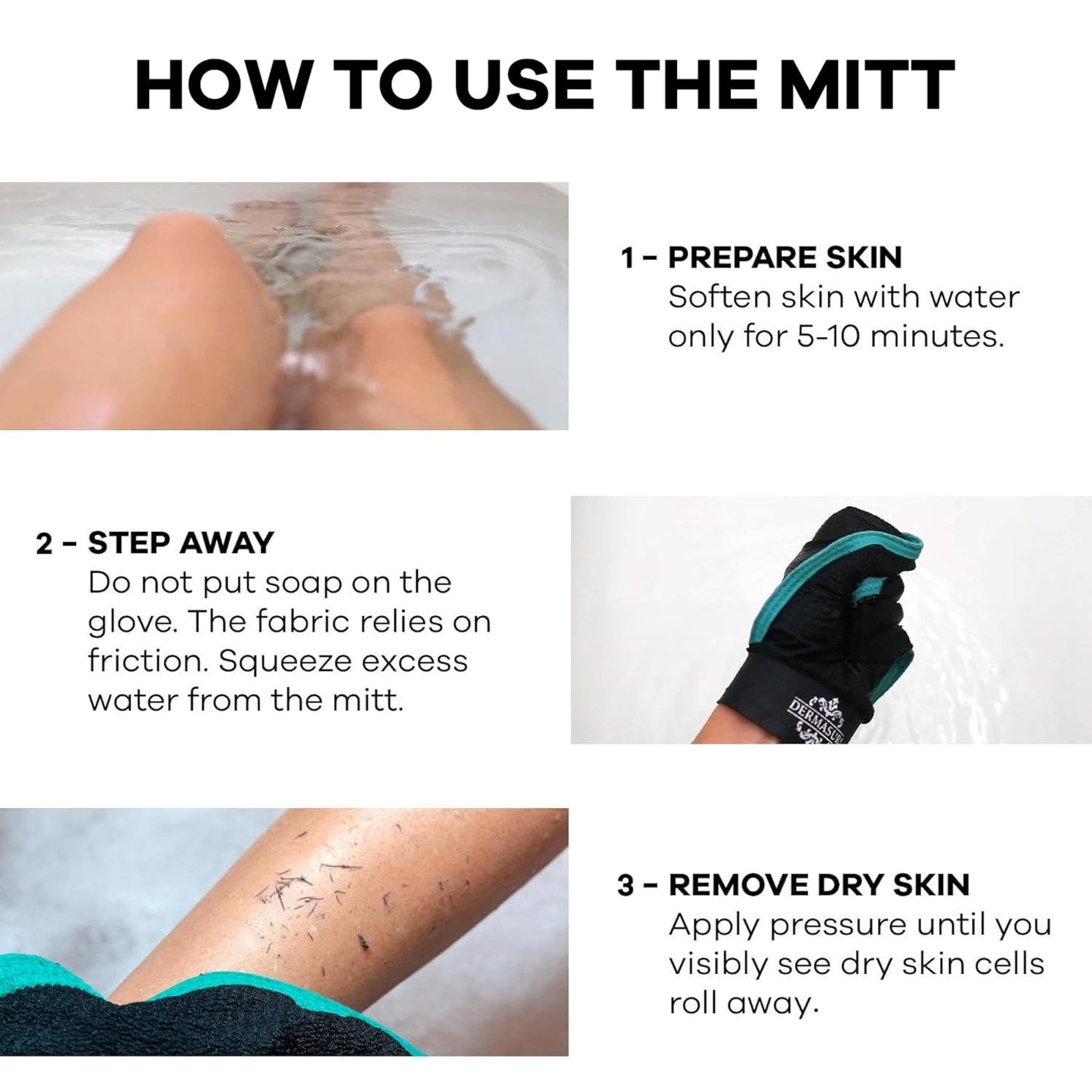 Dermasuri - Deep Exfoliating Glove - Korean Exfoliating Mitt & Body Scrubber - Keratosis Pilaris Treatment Scrub - Self Tanner Mitt & Ingrown Hair Exfoliator - Shower Gloves for Women & Men - Teal