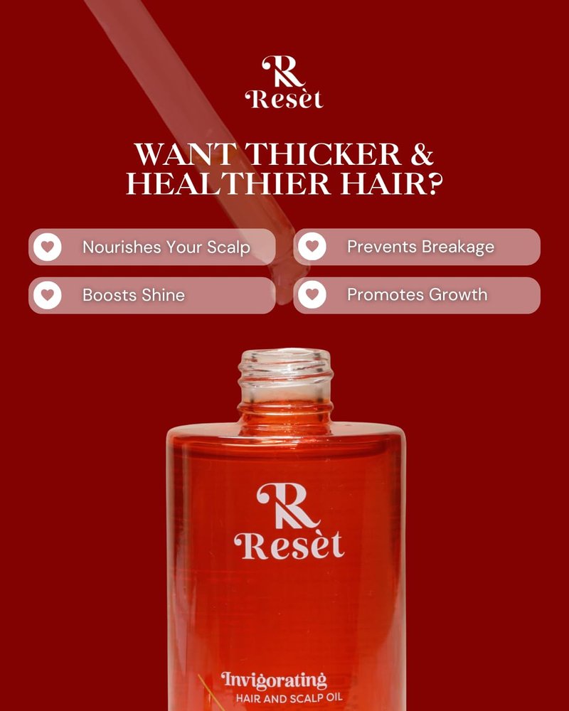 Resèt Hair Growth Oil for Hair Loss | 8-in-1 Pre-Wash Scalp Treatment for Dry, Damaged Hair | Strengthens & Repairs, Reduces Breakage, Adds Shine | Hair Regrowth Oil with Amla, Caffeine & Rosemary