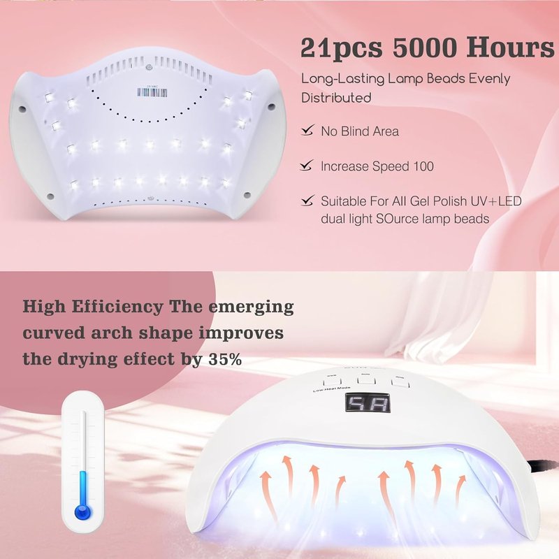 Gel UV LED Nail Polish Lamp, LKE Nail Dryer 40W LED Light with 3 Timers Professional for Nail Art Tools Accessories White