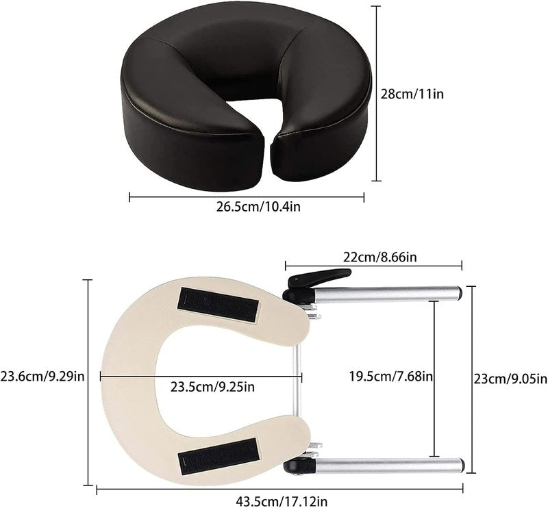 Skiennix Massage Headrest - Adjustable Aluminum U-Shaped Pillow for Bed & Face Cradle