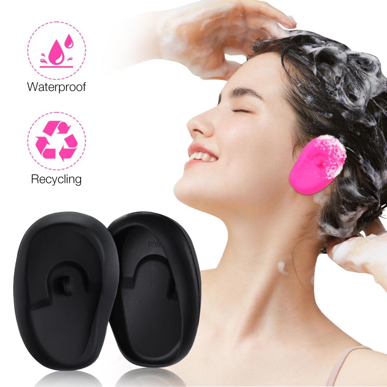 TOVINANNA Silicone Ear Protectors, 4pairs Anti-Slip Ear Covers Waterproof Ear Protective Cover for DIY Hair Dye, Washing Hair, Shower