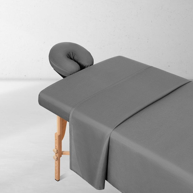 Massage Table Sheets Set - 3 Pcs Microfiber Covers | Soft, Lightweight, Stain & Wrinkle Resistant - Gray
