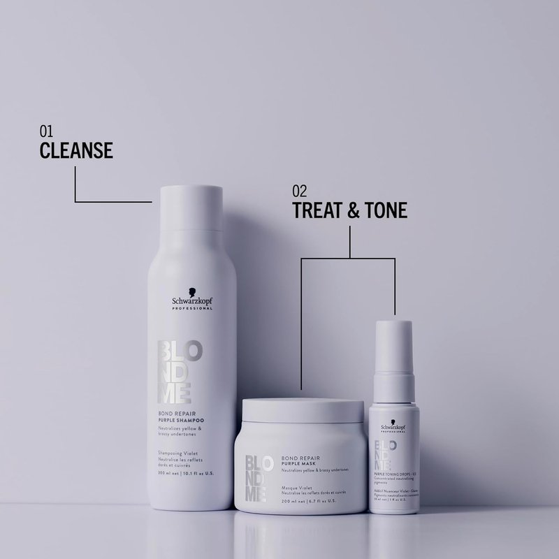 BlondMe Bond Repair Purple Mask - Neutralizes Yellow & Brassy Tones | For Healthy, Cool-Toned Blonde Hair