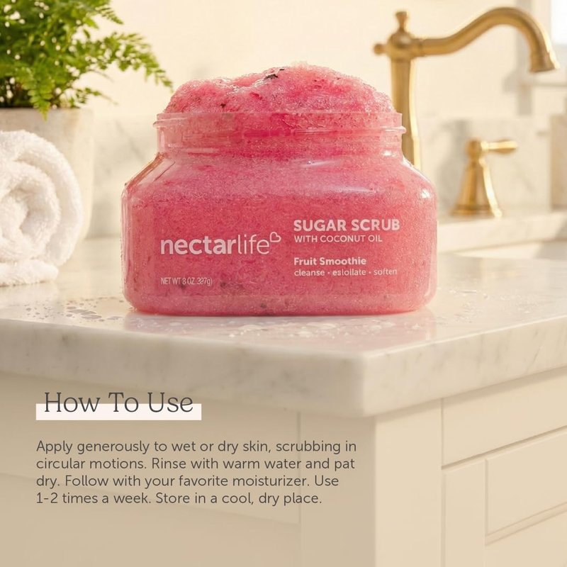 Sugar Body Scrub, Exfoliating Body Scrub with Moisturizing Shea Butter and Coconut Oil, Paraben Free, SLS Free, Cruelty Free Skin Care for Women and Girls, Handmade Fresh, 8 Oz (Lavender)