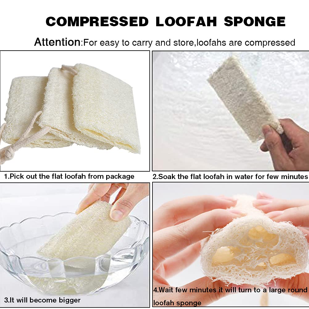 Tegelrying Loofah Sponge Exfoliating,6 Packs Natural Loofa Large Back Scrubber for Men Women Bath Shower Body Skin Care Cleansing Luffa 5 inches Long