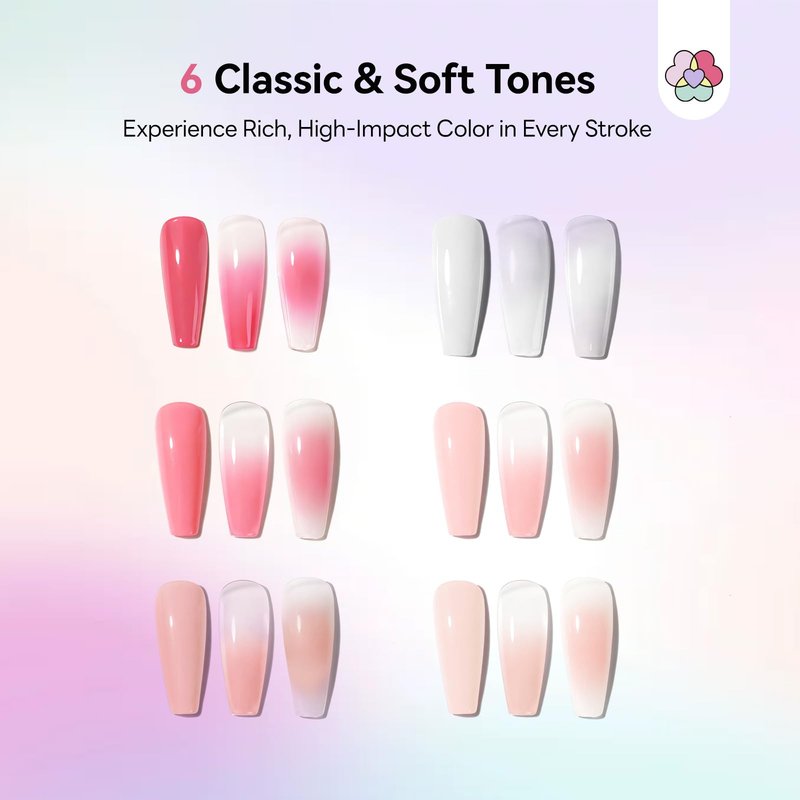 SAVILAND Cushion Patting Gel Polish Kit: 6 Colors Pat Gel UV LED Painting Gels with 100PCS Sponges for Nail Art Pigmented No Wipe Ombre Gels Polish Blooming Blush Aura Nails for DIY Home Salon