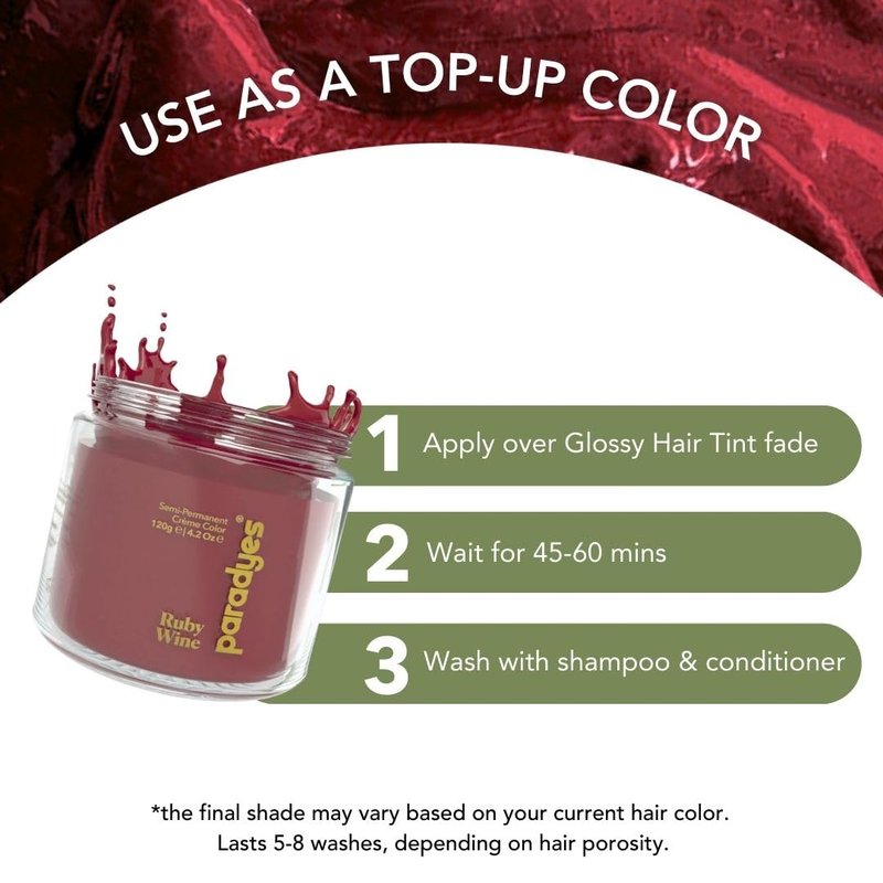 Paradyes Ruby Wine Semi Permanent Conditioner Based Hair Color Enriched with Vegan, Natural and Herbal Hair dyes - lasts up to 8-10 washes (4.2 oz)