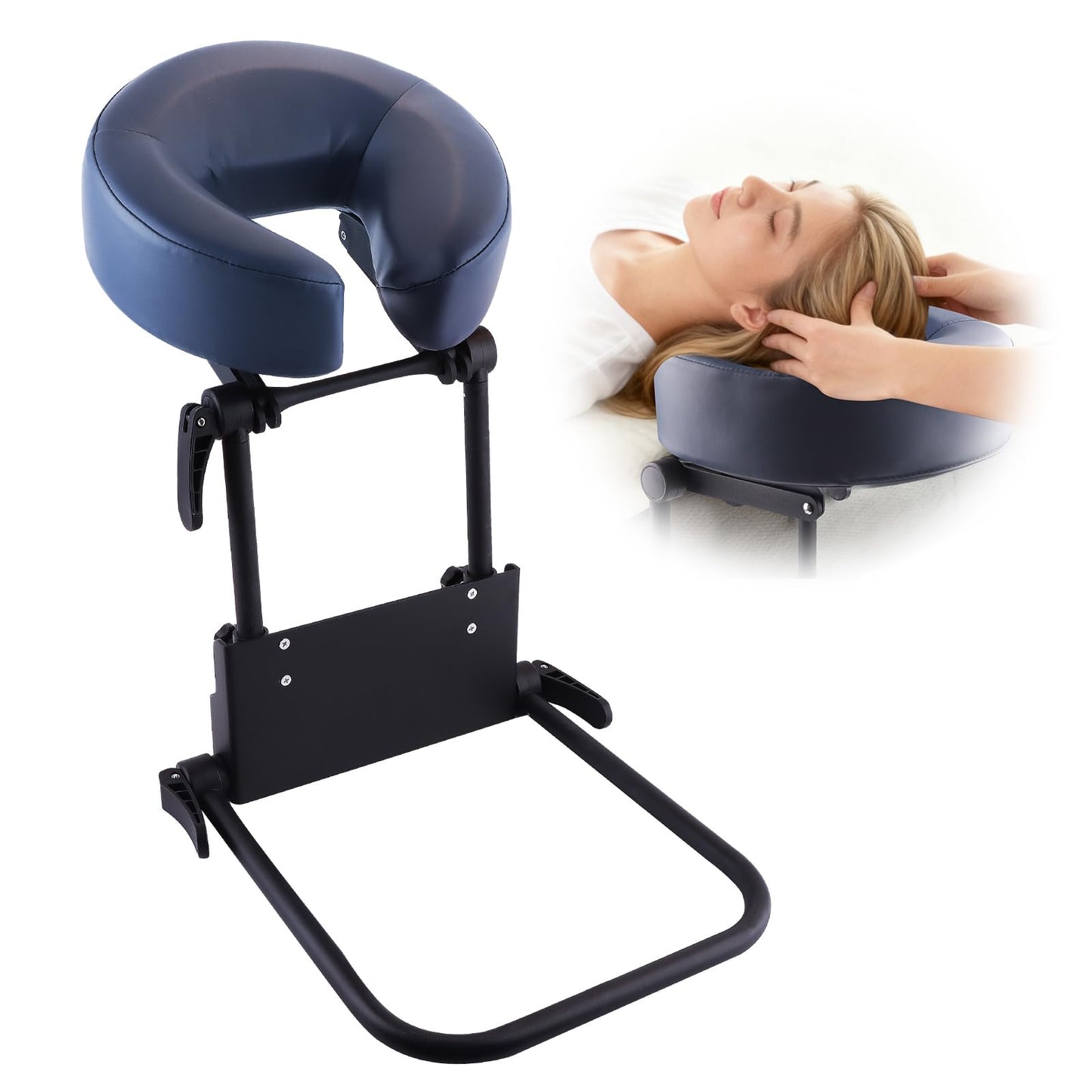 TOROKOM Adjustable Headrest Face Pillow Cradle, Massage Home Mattress Top Massage Kit Face Pillow Cradle & Face Cushion Support Bracket（Blue）