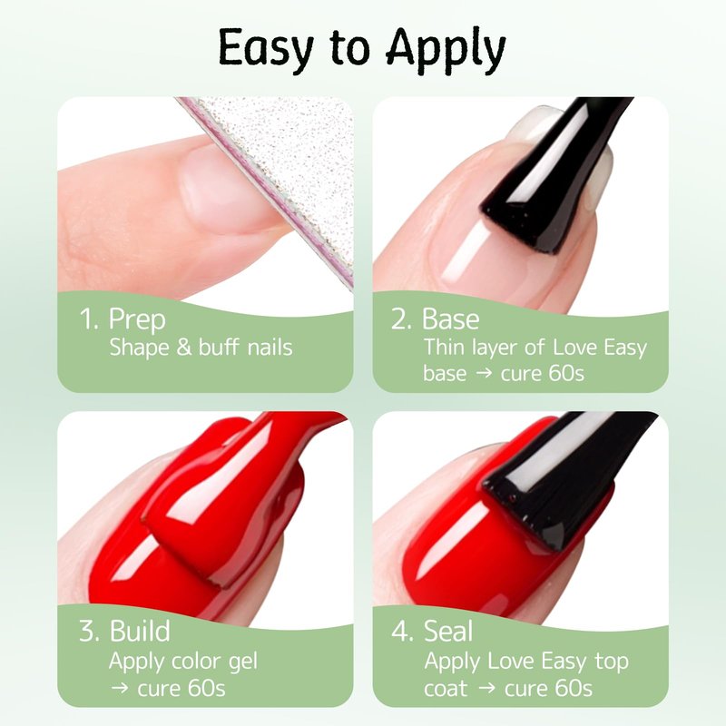 Love Easy Base Coat Gel Polish Set for Nails, 2 Pack Clear Crystal Strengthen Apex Building Enhance Reinforce, Long Lasting 28+ Days, Safe Formula Protect Uneven Thin Damaged Weak Nail（U V Lamp Cured）