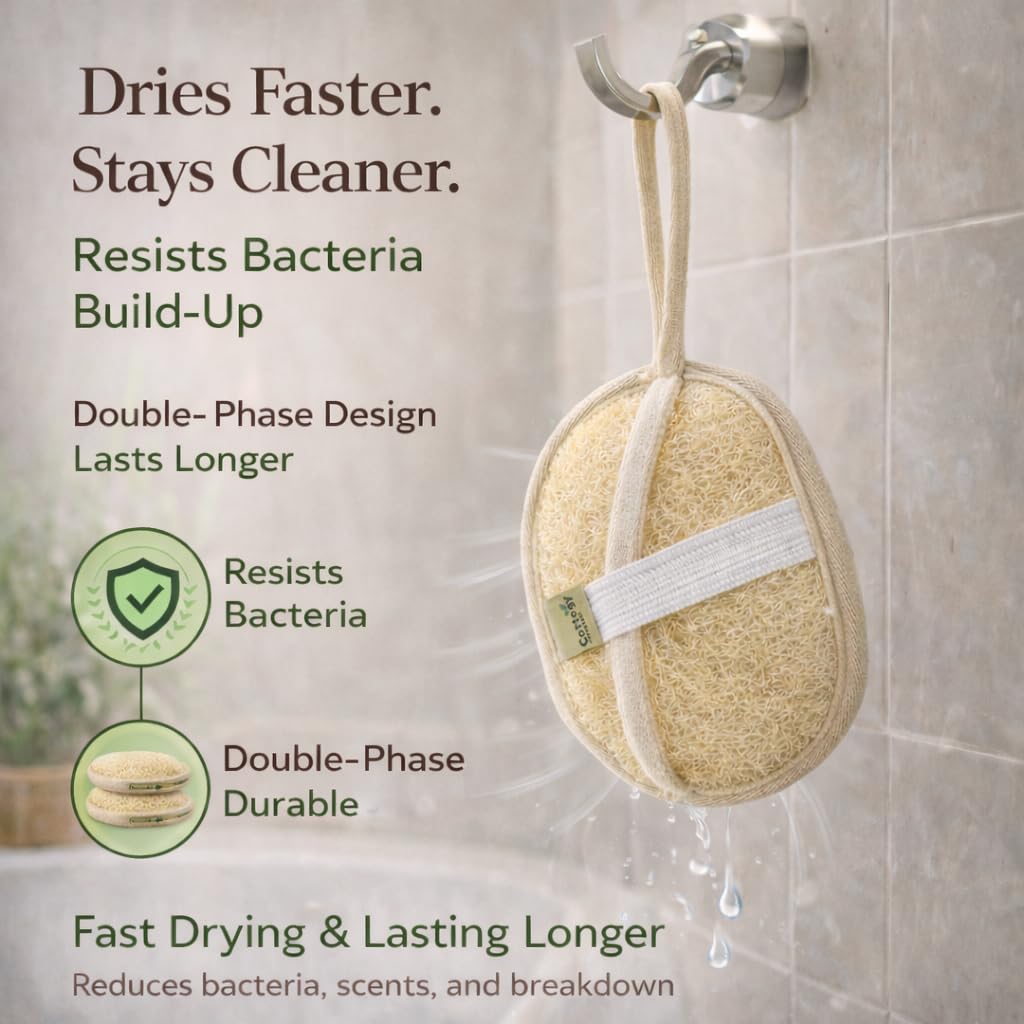 Egyptian Loofah Exfoliating Scrubber - Natural Loofah Exfoliating Body Scrubber - Eco-Friendly Bath & Shower Sponge for Face & Body, 100% Natural, Men & Women - Double face (1, Large)