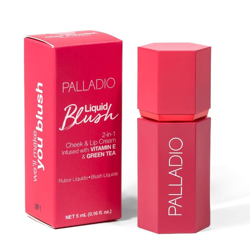 Palladio Liquid Blush - 2-in-1 Makeup for Cheeks & Lips | Weightless Cream, Smudge-Proof, Deep Fuchsia