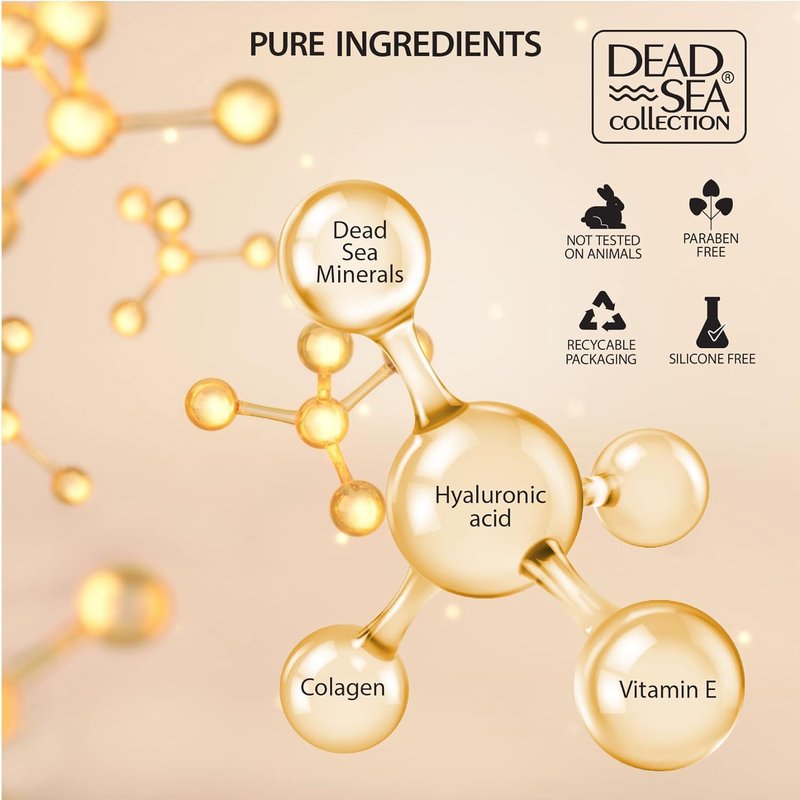 Dead Sea Collection Serum for Face with 5% Hyaluronic Acid, Dead Sea Minerals, and Vitamin E – Anti Aging Nourishing Skin Care Moisturizer to Reduce Wrinkles (1.01 fl. oz)