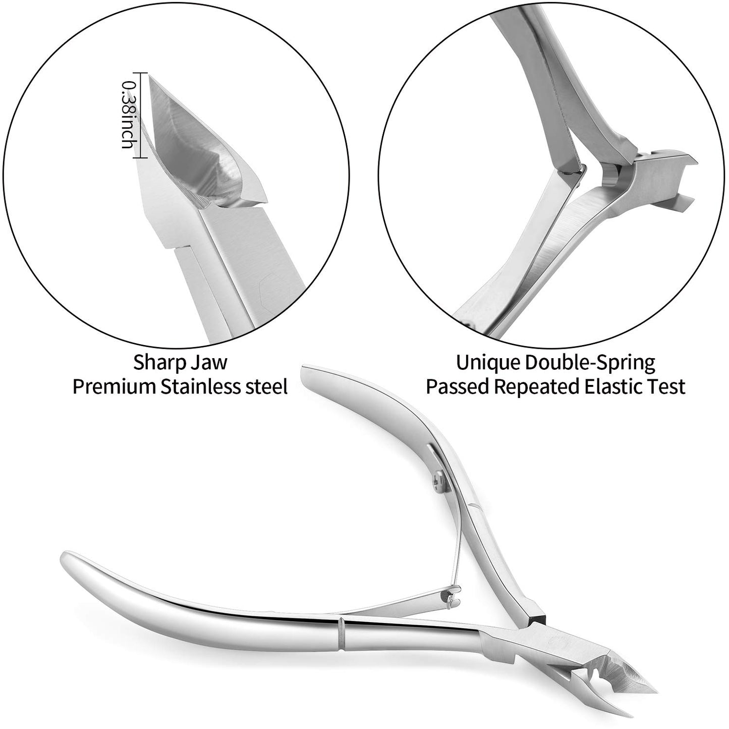 YINYIN Cuticle Trimmer Set - Professional Stainless Steel Nippers & Pusher for Manicure | Silver
