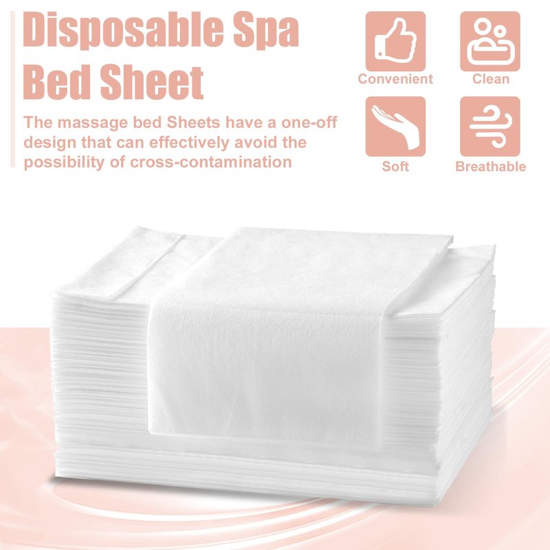 KOEPTHA Spa Bed Sheets Disposable Massage Table Set, 30 Pcs Massage Sheets Cover Non-Woven Fabric for Beauty Salon, Hotels, 70’’ x 31’’