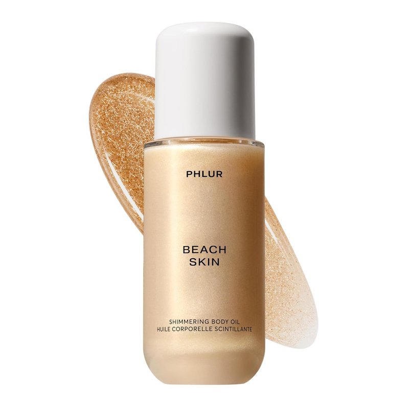 PHLUR Beach Skin Shimmering Body Oil, 4 Fl Oz – Coconut, Vanilla & Sandalwood Scented Body Oil for Women & Men, Hydrating Moisturizing After Shower Oil with Subtle Glow & Skin Musk Finish