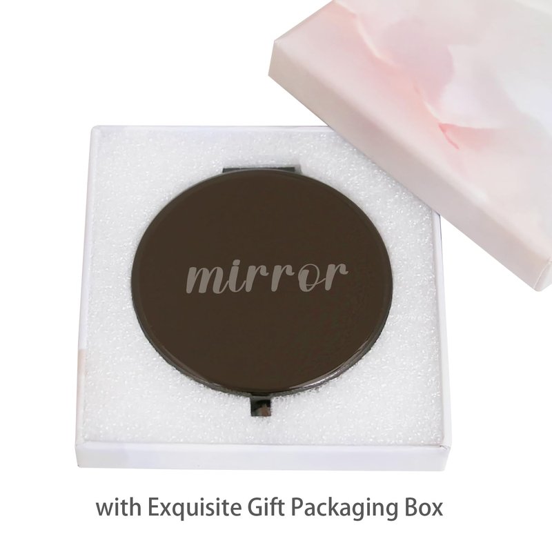 PDOZV Compact Mirror Round 2.6” Metal Double Sided 1X/2X Engraved Pocket Mirror Gifts