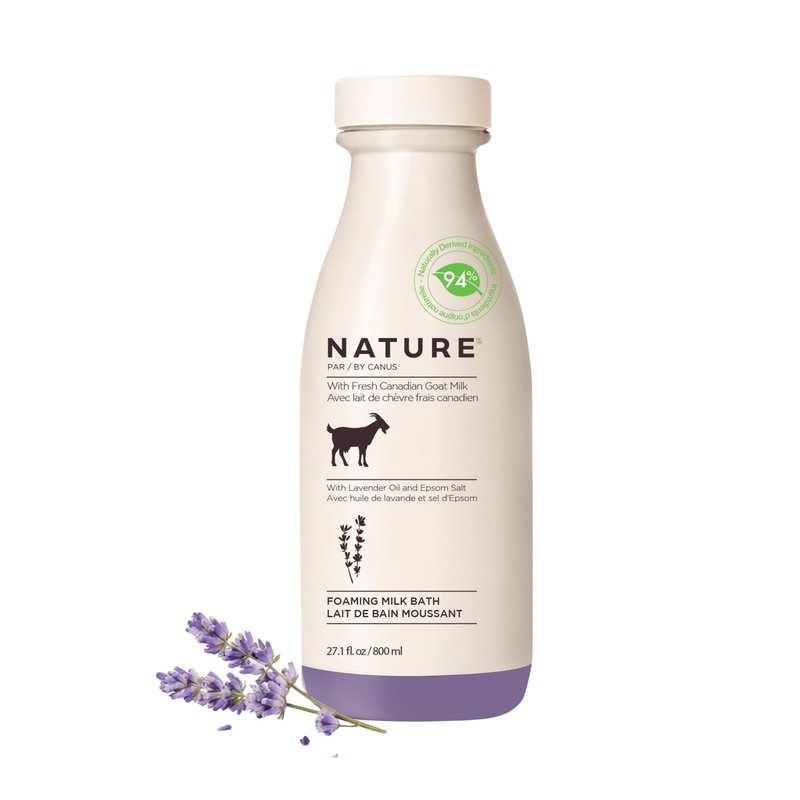 Nature by Canus Foaming Milk Bath, Fresh Canadian Goat Milk, Lavender Oil, Vitamins A B3, Potassium Zinc Selenium, 27.1 Fl Oz